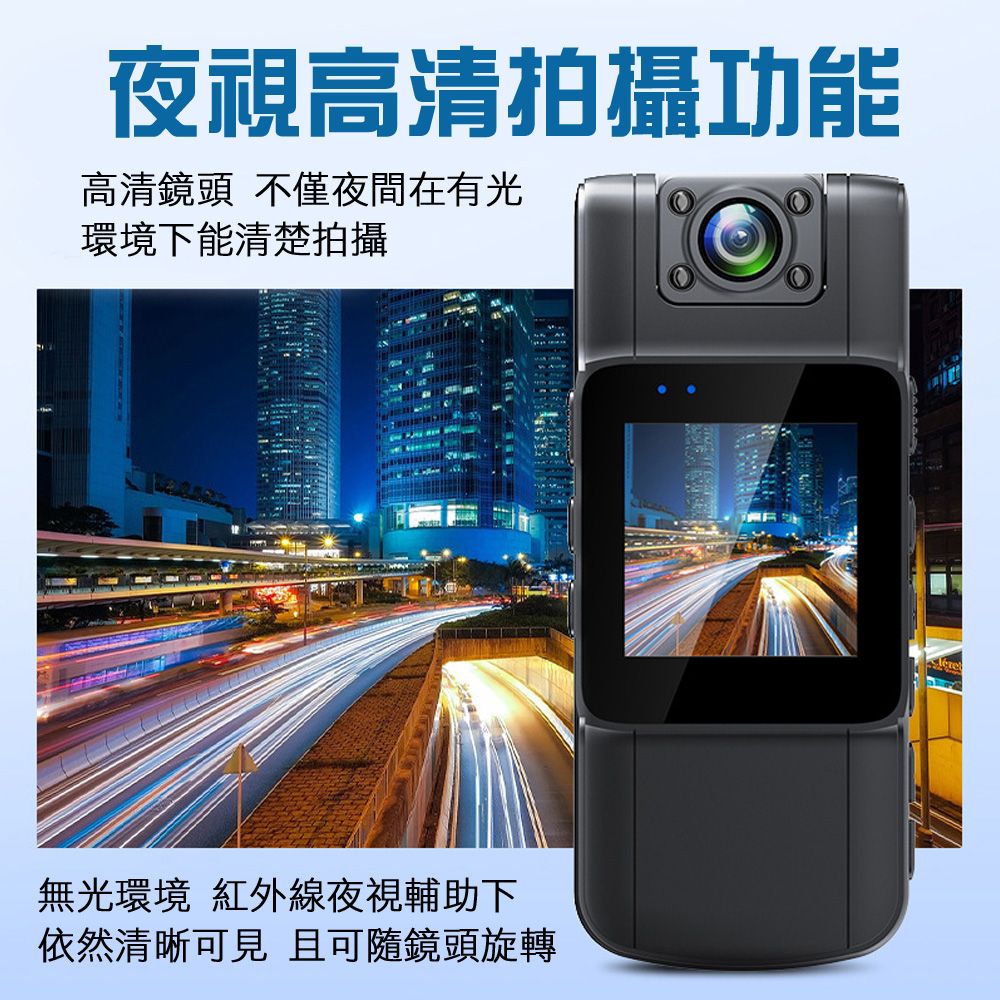 夜視高清拍攝功能高清鏡頭 不僅夜間在有光環境下能清楚拍攝無光環境 紅外線夜視輔助下依然清晰可見且可隨鏡頭旋轉