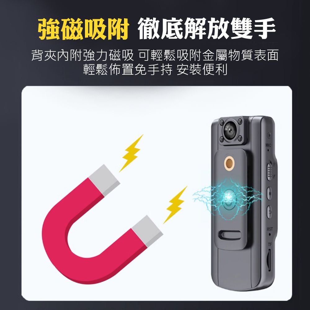 強磁吸附 徹底解放雙手背夾內附強力磁吸 可輕鬆吸附金屬物質表面輕鬆佈置免手持 安裝便利RST