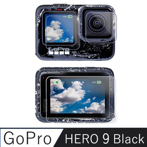 For For GOPRO HERO 10 Black , GoPro HERO 9 BLACK 鋼化玻璃鏡頭保護貼膜(螢幕*2+鏡頭*2+前螢幕*2)