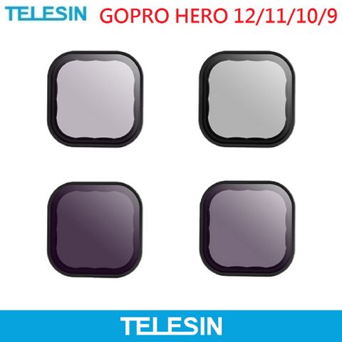 TELESIN HERO12 11 10 9 濾鏡四入(CPL+ND8/16/32)  泰訊原廠減光鏡+濾鏡四入組 康寧玻璃