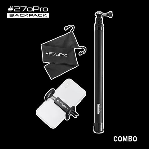 台灣品牌 #270Pro Backpack BLACK 全碳纖維自拍桿 組合