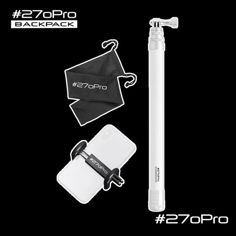 台灣品牌 #270Pro Backpack WHITE 全碳纖維自拍桿 組合