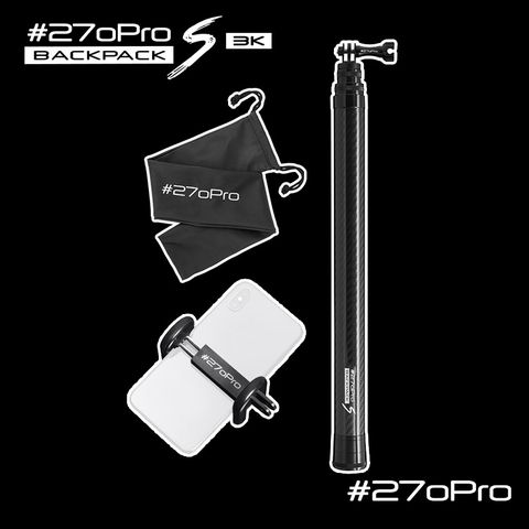台灣品牌 #270Pro Backpack S 3K 全碳纖維自拍桿 組合