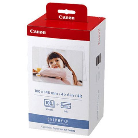 ▼適合SELPHY CP系列使用Canon 4x6相片紙含色帶*108張(KP-108IN)