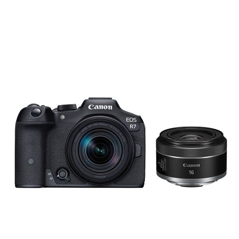 ▼輕便街拍組Canon EOS R7 單鏡組 (RF-S 18-150mm F3.5-6.3 IS STM) + RF 16mm F2.8 STM (公司貨)