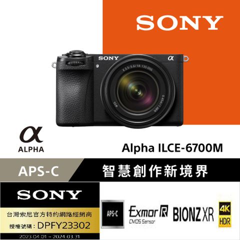 Sony APS-C 數位相機 ILCE-6700M SEL18135 變焦鏡組 (公司貨 保固18+6個月)
