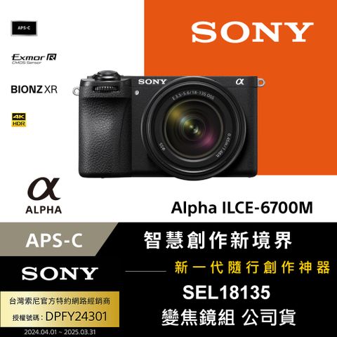 SONY 索尼 ILCE-6700M A6700M SEL18135 變焦鏡組 (公司貨 保固18+6個月)