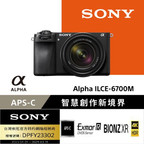 SONY 索尼 APS-C 數位相機 ILCE-6700M SEL18135 變焦鏡組 (公司貨 保固18+6個月)