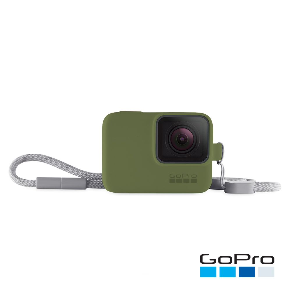 福利品】GoPro HERO5/6/7 Black專用矽膠護套+繫繩(綠)-ACSST-008(公司