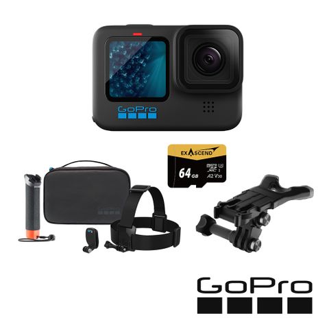 GoPro HERO11 Black 極限鐵人套組 (HERO12單機+嘴咬式固定座+探險套件2.0+64G記憶卡) 公司貨