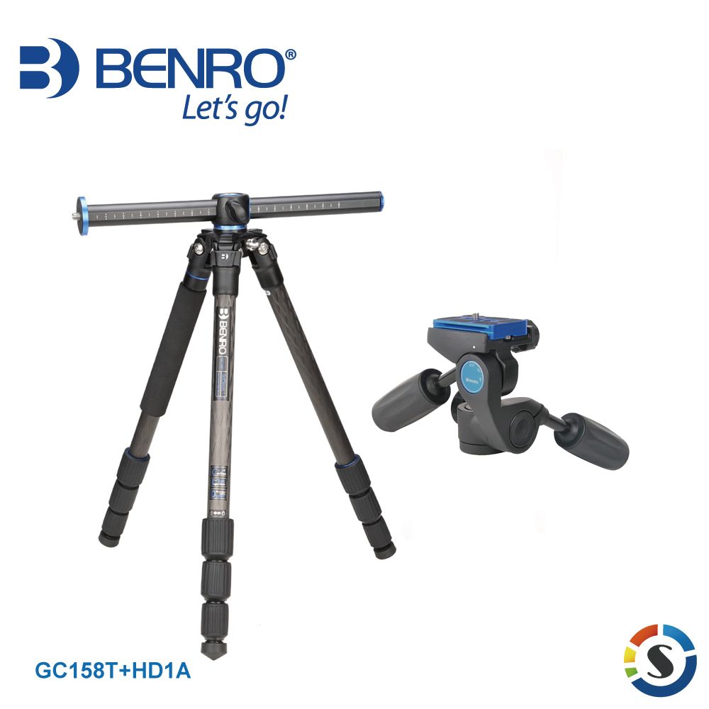 BENRO 百諾  GoClassic系列碳纖維三腳架套組GC158T+HD1A