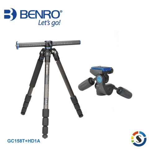 BENRO 百諾 GoClassic系列碳纖維三腳架套組GC158T+HD1A