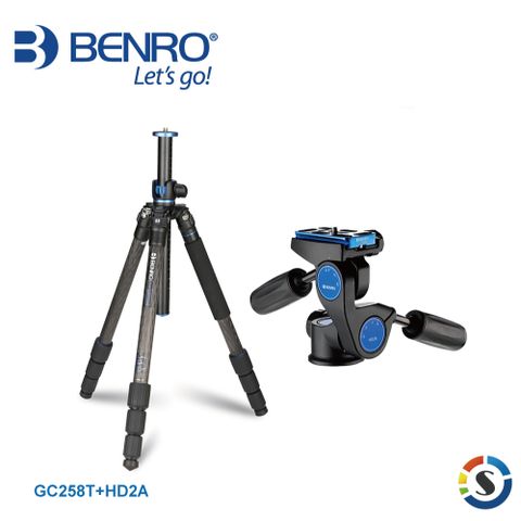 BENRO 百諾 GC258T+HD2A GoClassic系列碳纖維三腳架套組(勝興公司貨)