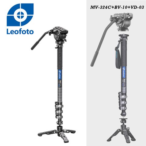 Leofoto 徠圖 MV-324C+BV-10+VD-03魔杖系列碳纖維單腳架+油壓雲台