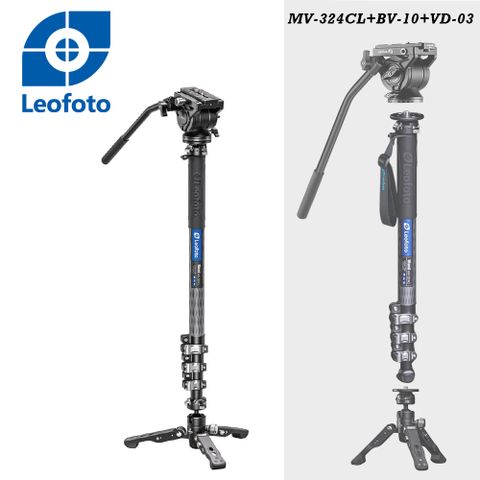 Leofoto 徠圖 MV-324CL+BV-10+VD-03魔杖系列碳纖維加長單腳架+油壓雲台