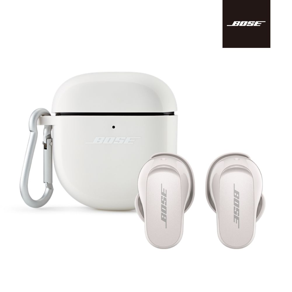 Bose QuietComfort Earbuds 消噪耳塞II 岩白+矽膠充電盒保護套(白