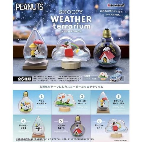 RE-MENT 【現貨全套6入組】 史努比天氣瓶景品 SNOOPY 盒玩 扭蛋 公仔 擺件