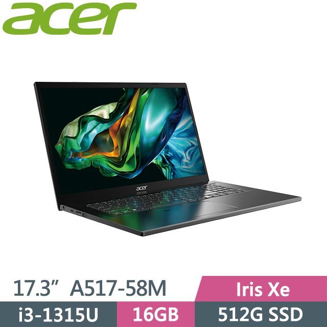 ACER 宏碁  Aspire 5 A517-58M-393F 灰 (i5-1335U/16G/512GB/Win11/17.3吋) 輕薄筆電