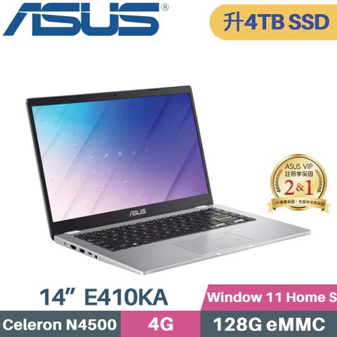 ASUS 華碩 VivoBook Go 14 E410KA-0631WN4500 文書筆電 (Celeron N4500/4G/4TB SSD/Win11 S/FHD/14)特仕