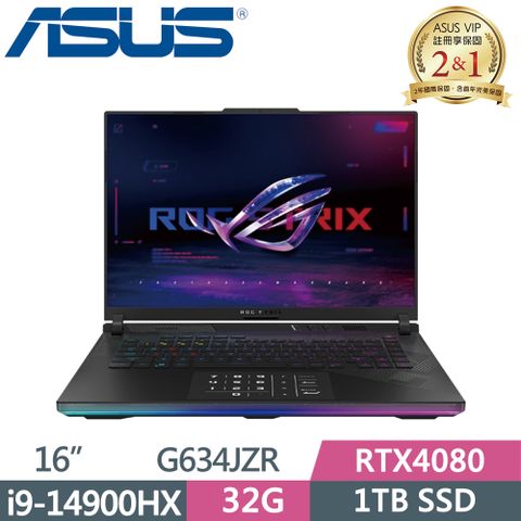 ASUS 華碩 ROG Strix SCAR 16 G634JZR-0033A14900HX-NBLMi9-14900HX  32G  PCIe 1TB SSD  RTX4080-12G  QHD  240Hz  16