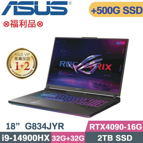 ASUS 華碩 ROG Strix SCAR 18 G834JYR-0033A14900HX-NBLM 電競筆電 黑(i9-14900HX/32G+32G/2TB+500G/RTX4090)特仕