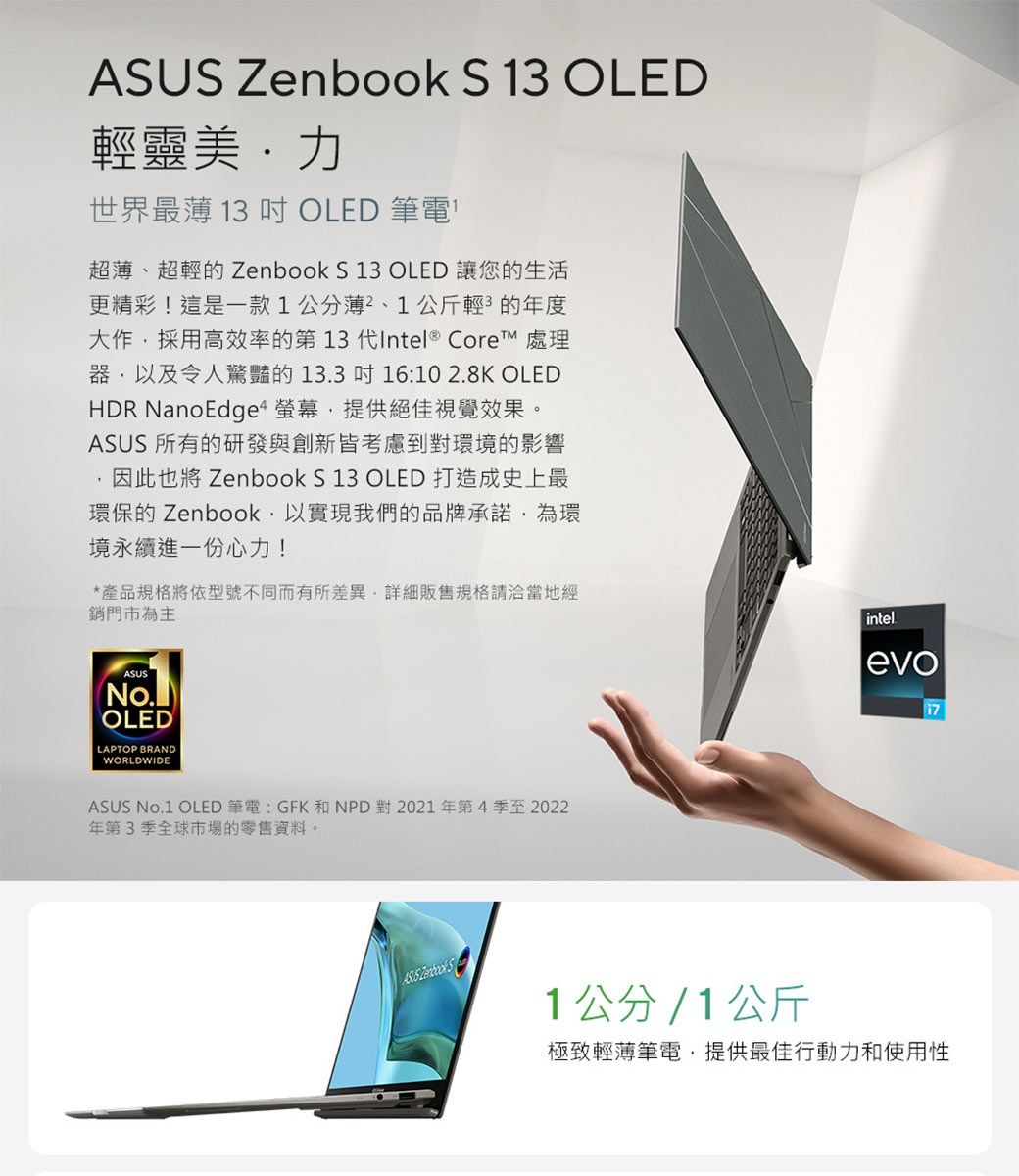 ASUS Zenbook S 13 OLED UX5304VA-0112B1335U 藍(i5-1335U/16G/1TB SSD