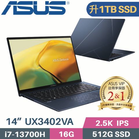 硬碟指定☛三星990 PRO硬碟升級 1TB SSDASUS Zenbook 14 UX3402VA-0152B13700H 紳士藍