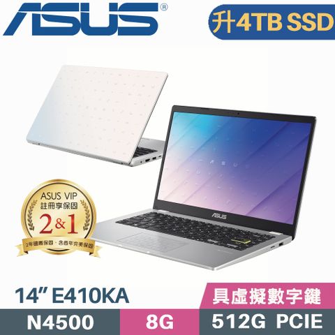 ASUS 華碩 Vivobook Go 14 E410KA-0401WN4500 白(Celeron N4500/8G/4TB SSD/Win11/FHD/14)特仕筆電