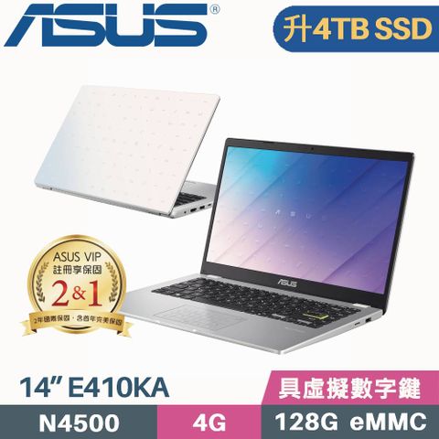 ASUS 華碩 Vivobook Go 14 E410KA-0631WN4500 白(Celeron N4500/4G/4TB SSD/Win11/FHD/14)特仕筆電