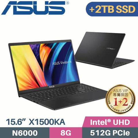 ✿ 雙槽設計 ✿✿C槽 512G SSD + D槽 2TB SSD ✿ASUS Vivobook 15 X1500KA-0391KN6000 搖滾黑