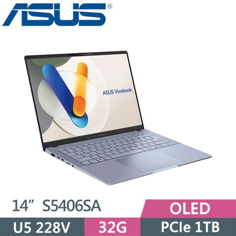 ASUS 華碩 Vivobook S14 OLED S5406SA-0028B228V 藍 14吋輕薄AI筆電 (U5 228V/32G/1T/W11/OLED)