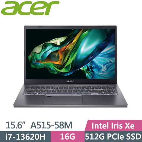 內建16G LPDDR5記憶體厚度17.99 mm薄型筆電 二年保固Acer Aspire 5 A515-58M-74M4 15.6吋I7效能筆電