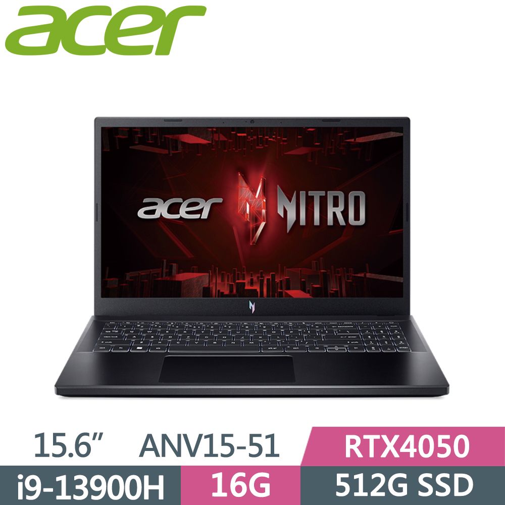 ACER 宏碁  NitroV ANV15-51-95SE 黑i9-13900H  16G  512G PCIe SSD  RTX4050-6G  144Hz   15.6