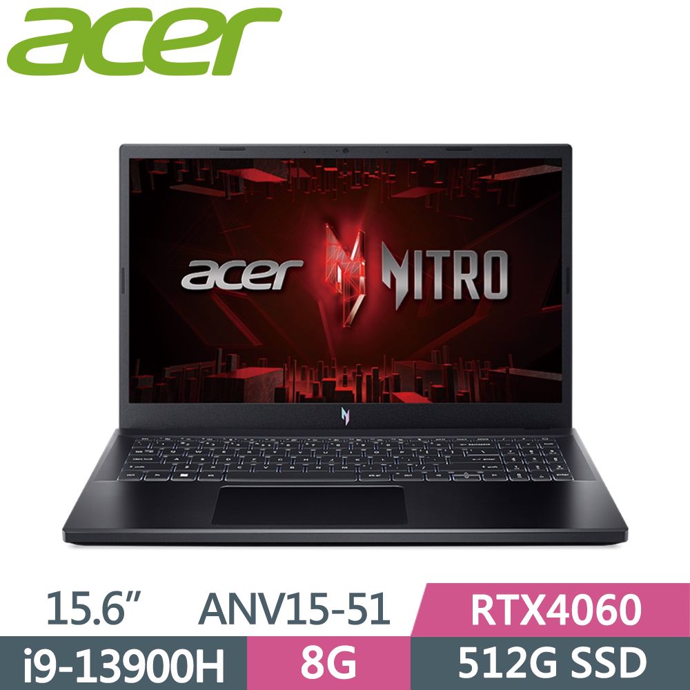 ACER 宏碁  Nitro V ANV15-51-9335 黑i9-13900H  8G  512G SSD  RTX4060  W11  FHD  15.6