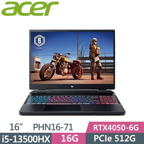 ▶Acer 13代電競筆電◀ACER Predator PHN16-71-57LQ 黑i5-13500HX ∥ 16G ∥ PCIe 512G SSD ∥ RTX4050-6G ∥ W11 ∥ 165Hz ∥ 16