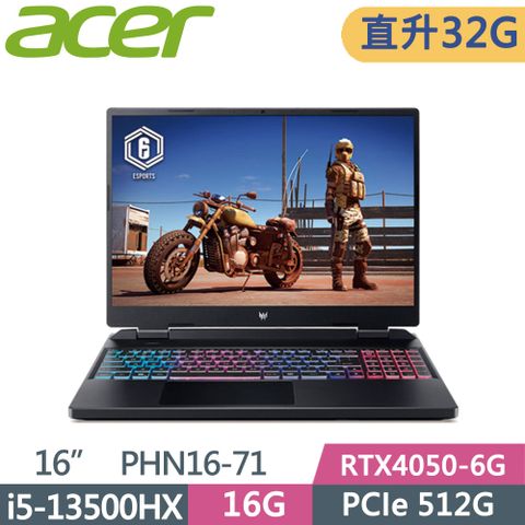 ACER Predator PHN16-71-57LQ 黑i5-13500HX  16G+16G  PCIe 512G SSD  RTX4050-6G  W11  165Hz  16