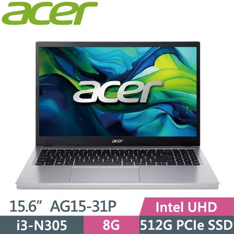 ACER 宏碁 Aspire GO AG15-31P-36XB 金屬銀(i3-N305/8G/512G SSD/15.6吋FHD/W11)效能筆電