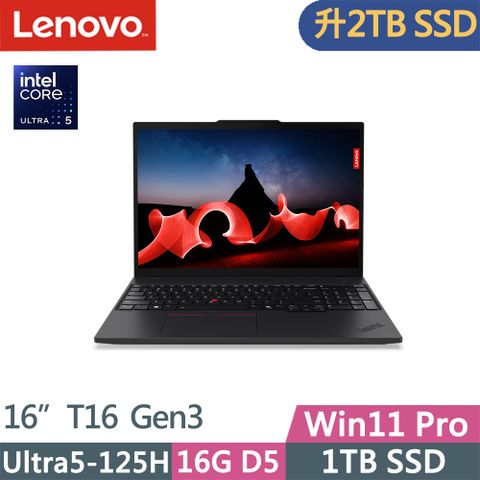 LENOVO 聯想 ThinkPad T16 Gen3(Ultra5-125H/16G D5/2TB/WUXGA/300nits/W11P/16吋/三年保)特仕