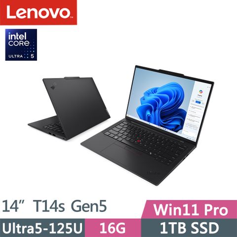 LENOVO 聯想 ThinkPad T14s Gen5(Ultra5-125U/16G D5/1TB SSD/WUXGA/400nits/W11P/14吋/三年保)