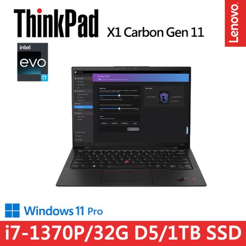 LENOVO 聯想 ThinkPad X1 Carbon 11th 14吋旗艦商務EVO筆電黑(i7-1370P/32G/1TB/WIN11PRO)