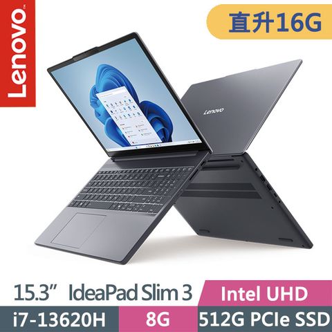 LENOVO 聯想 IdeaPad Slim 3 83K100BJTW 月光灰(i7-13620H/8G+8G/512G SSD/15.3吋WUXGA/W11)特仕