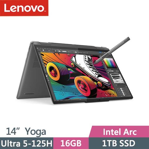 贈零負重多功能後背包等好禮Lenovo Yoga 7 2 in 1 83DJ002LTW (Ultra 5-125/16G/1TB/Win11/14吋) AI筆電