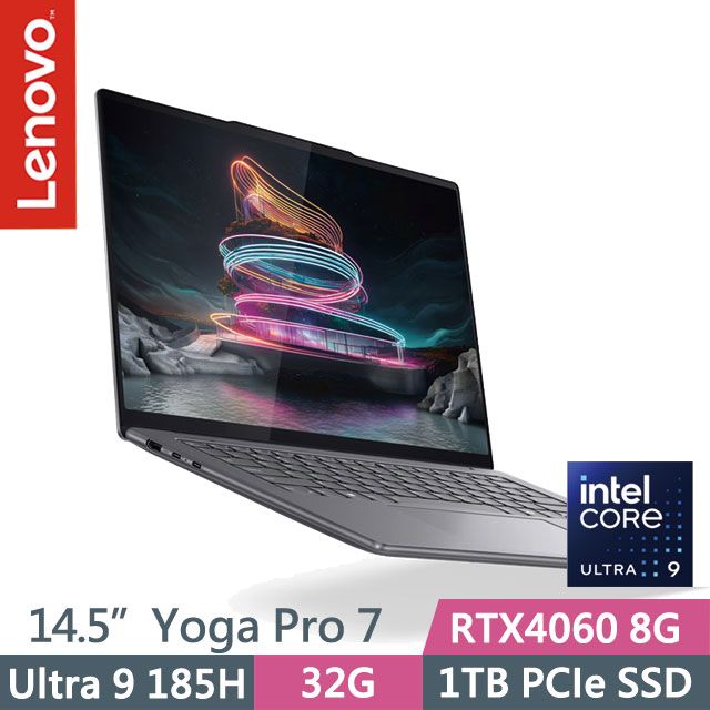 LENOVO 聯想 Yoga Pro 7 83E2009CTW 灰(Ultra 9 185H/32G/1TB SSD/RTX4060 8G/14.5吋3K/W11)AI效能筆電