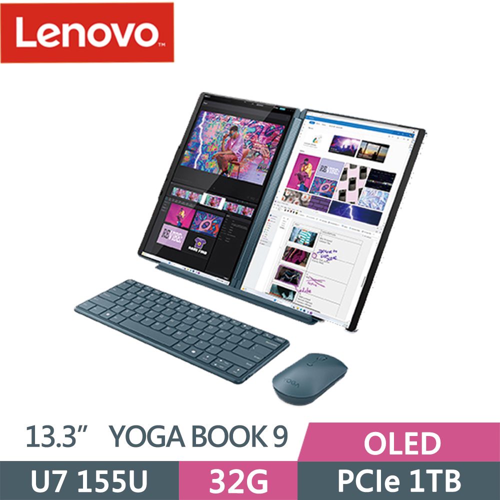 LENOVO 聯想 YOGABOOK-9I 83FF0029TW 綠 (U7 155U/32G/1T SSD/2.8K/OLED/13.3/W11P)