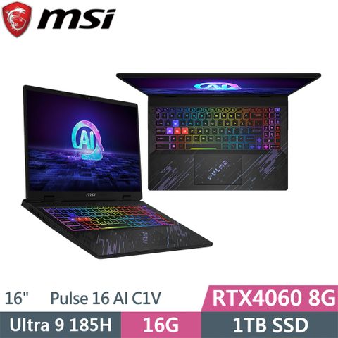 MSI 微星 Pulse 16 AI C1VFKG-015TW 黑(Intel Ultra 9 185H/16G/1TB SSD/RTX4060/W11/16)筆電