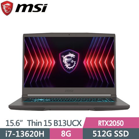 MSI 微星 Thin 15 B13UCX-2065TW 15.6吋 電競筆電 (i7-13620H/8G/512G SSD/RTX2050-4G/Win11)