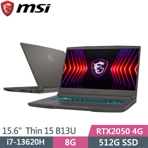 MSI 微星 Thin 15 B13UCX-2065TW 灰(i7-13620H/8G/512G SSD/RTX2050/W11/15.6)筆電