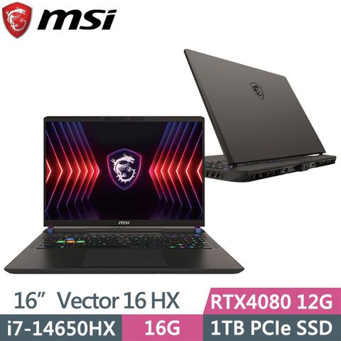 MSI 微星 Vector 16 HX A14VHG-691TW(i7-14650HX/16G/1TB SSD/RTX 4080 12G/16吋FHD+/W11)電競筆電