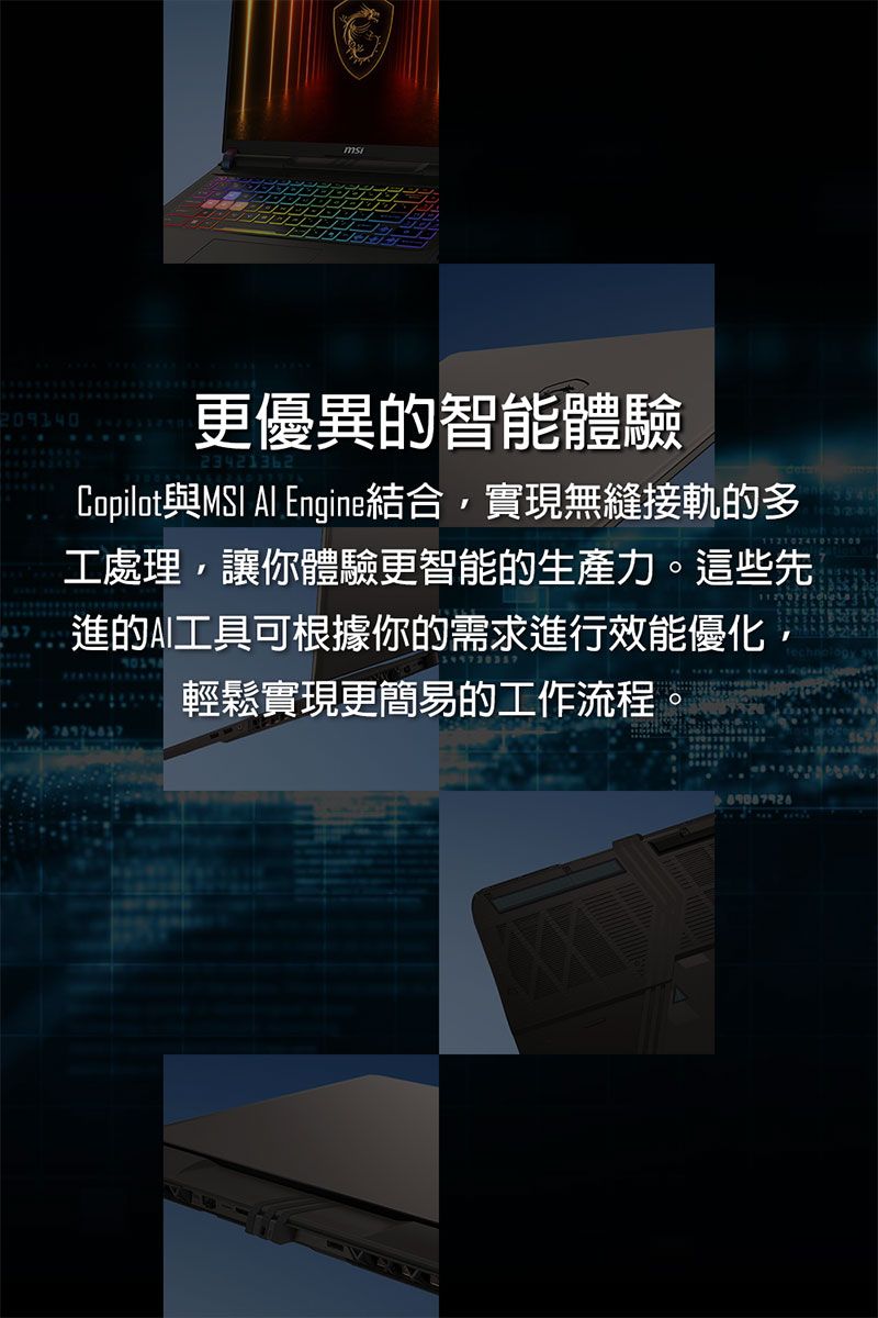 209140更優異的智能體驗23421362Cpilot與  Engine結合,實現無縫接軌的多工處理,讓你體驗更智能的生產力。這些先進的工具可根據你的需求進行效能優化輕鬆實現更簡易的工作流程o