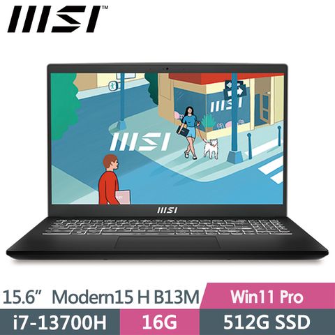 MSI 微星 (送:500G固態行動碟) Modern 15 H B13M-002TW 15.6吋 商務筆電 (i7-13700H/16G/512G SSD/Win11Pro)